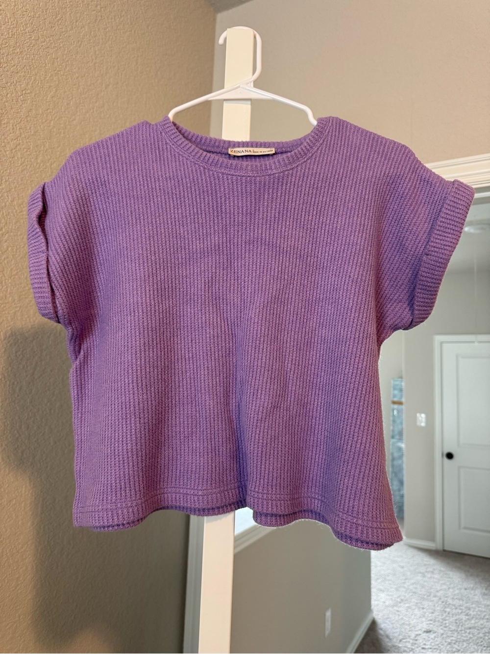 Zenana Outfitters Lavender Knit Short-Sleeve Top for Kids